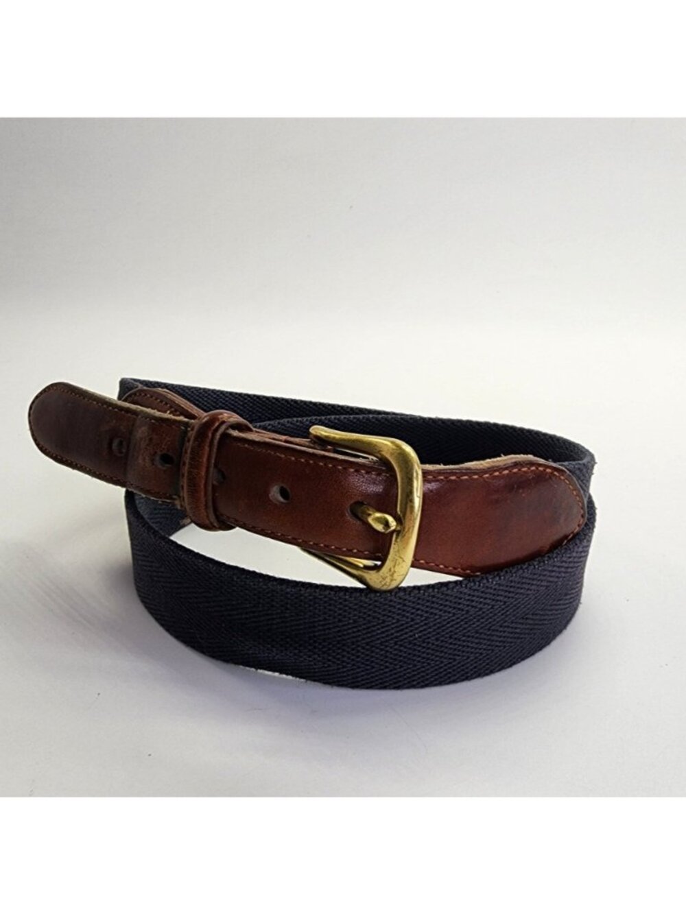 Coach Unisex Navy Cotton Belt With Brown Leather Accents Size 34 3880 Costa Rica